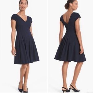 White House black market Navy pleated v shaped front / back